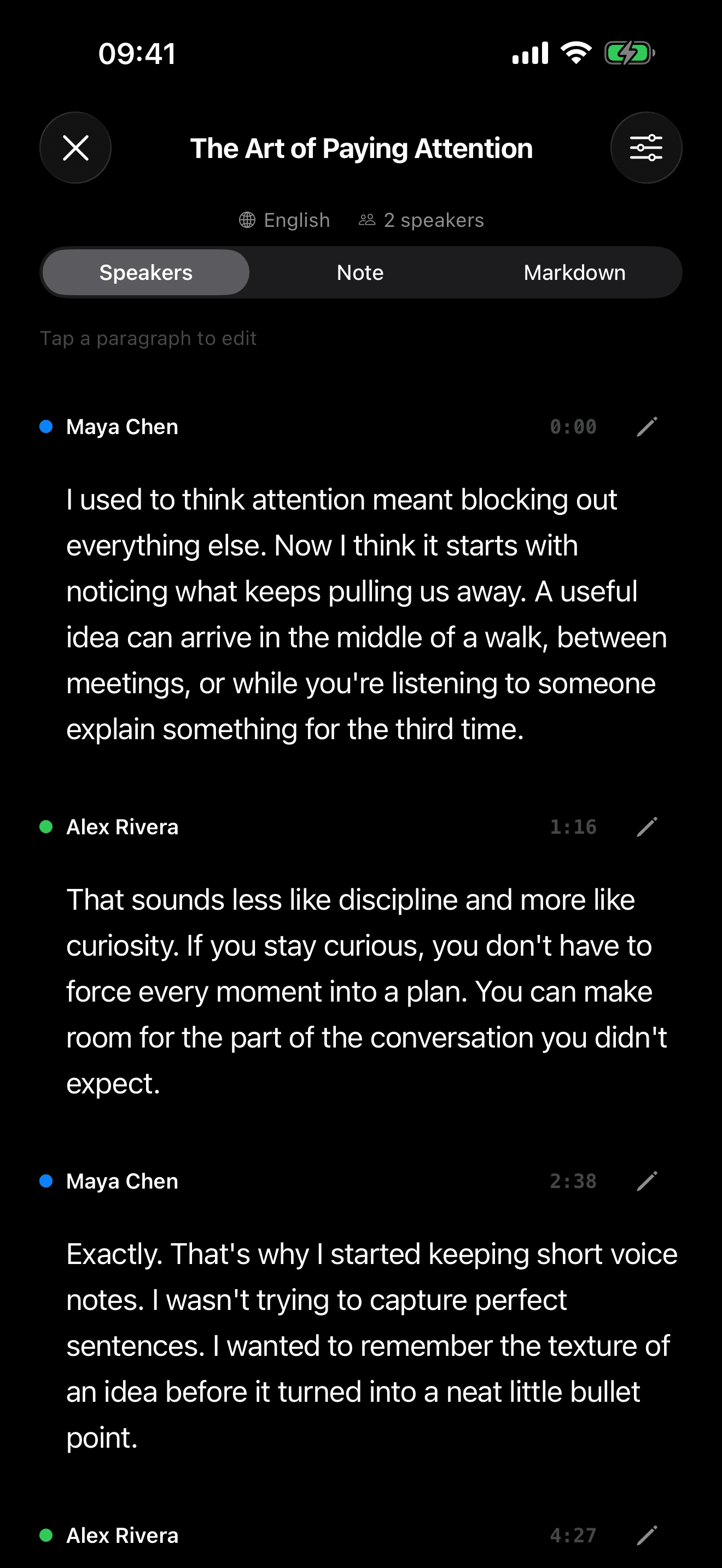 Recording transcript
